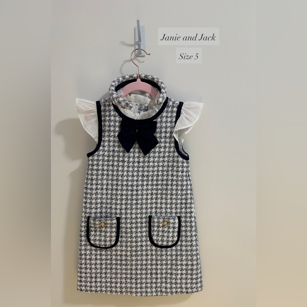 Janie and Jack Black and White Houndstooth Dress with matching headband!
